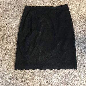 Black lace pencil skirt